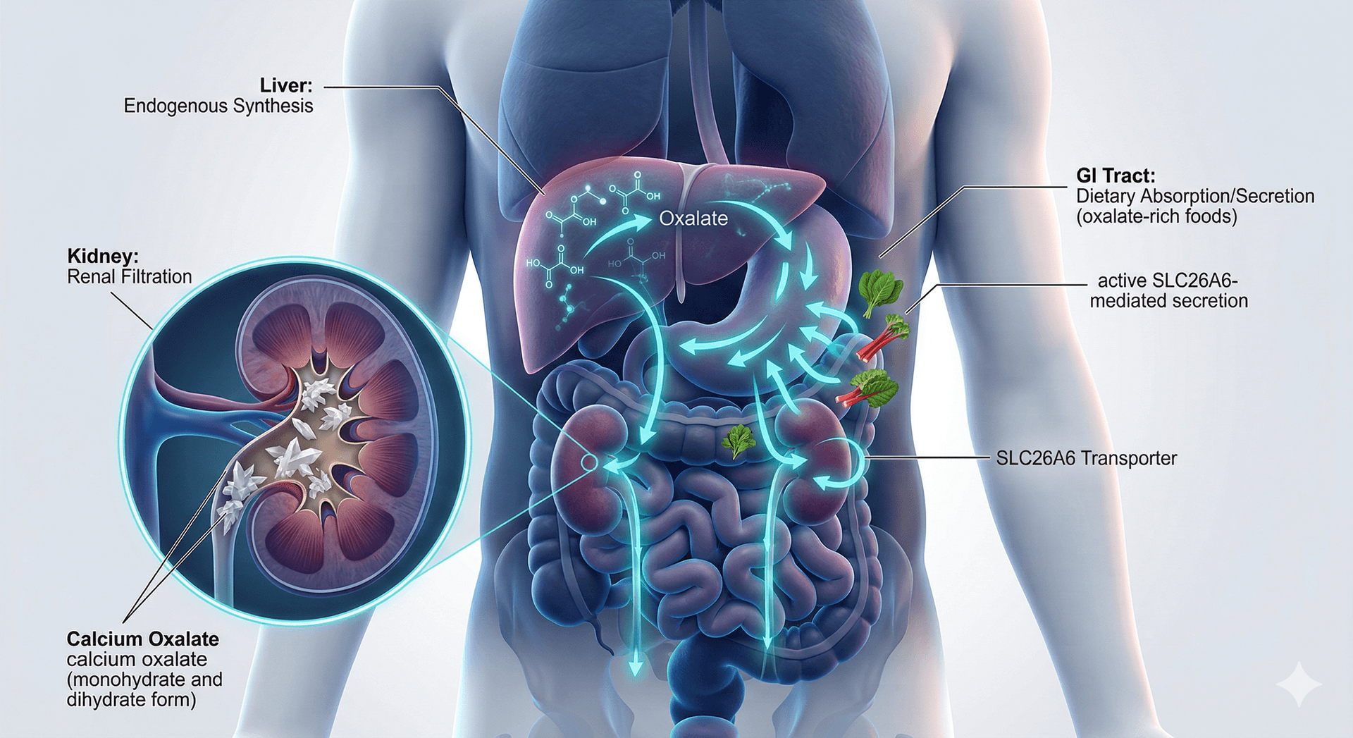 Analyse Complète du Métabolisme de l'Oxalate, des Mécanismes de Transport Intestinal et des Thérapeutiques Diététiques - gut-health